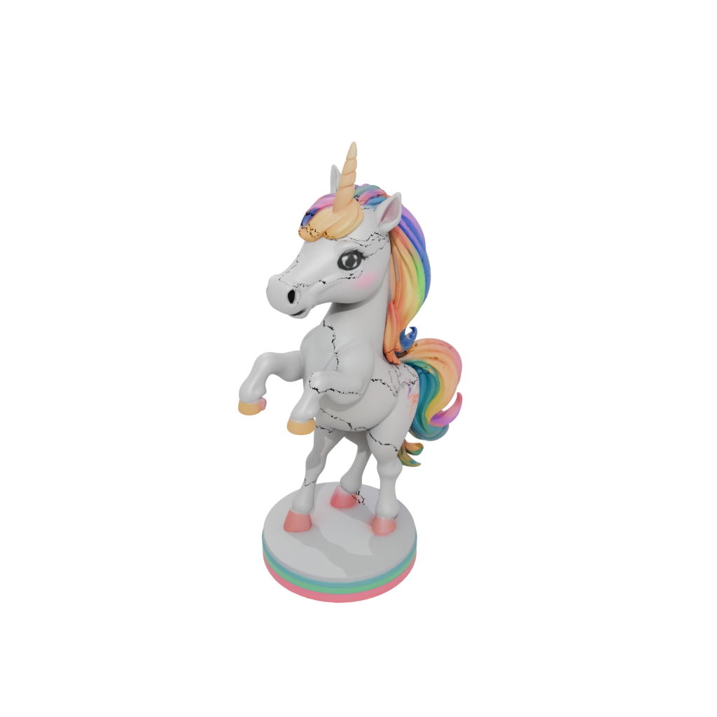 Neon Chibi Unicorn Rearing Figure