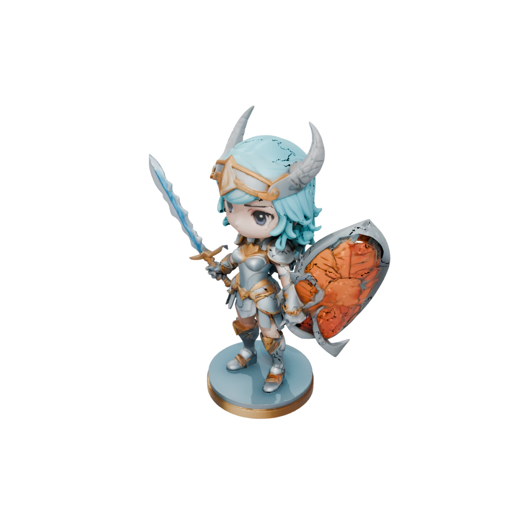 Neon Chibi Valkyrie Warrior Figure
