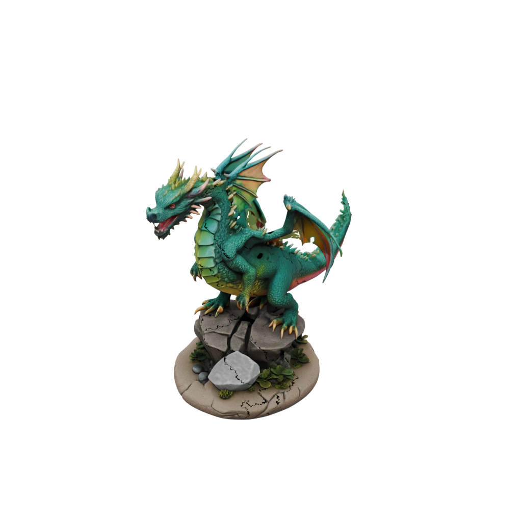 Neon Scene Ancient Dragon Perched On Rocks