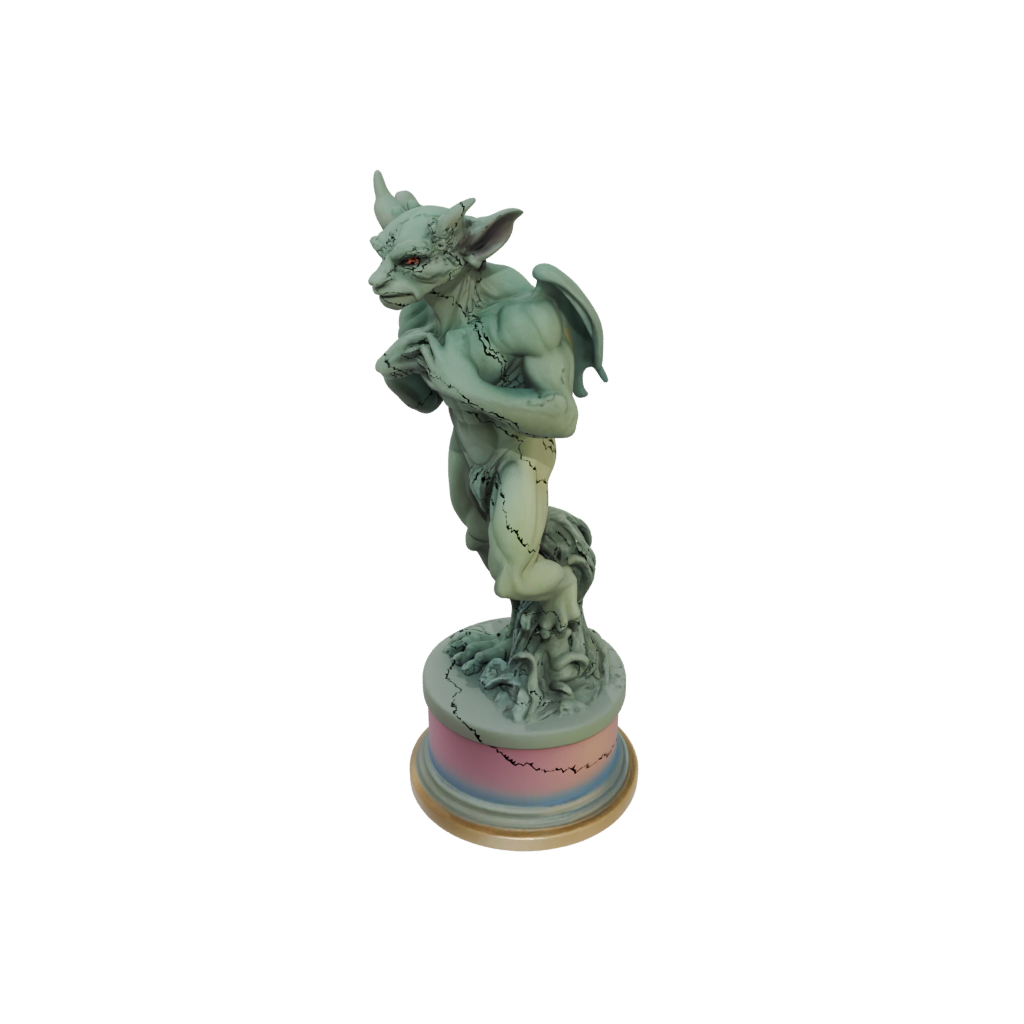 Neon Scene Gargoyle On Pedestal