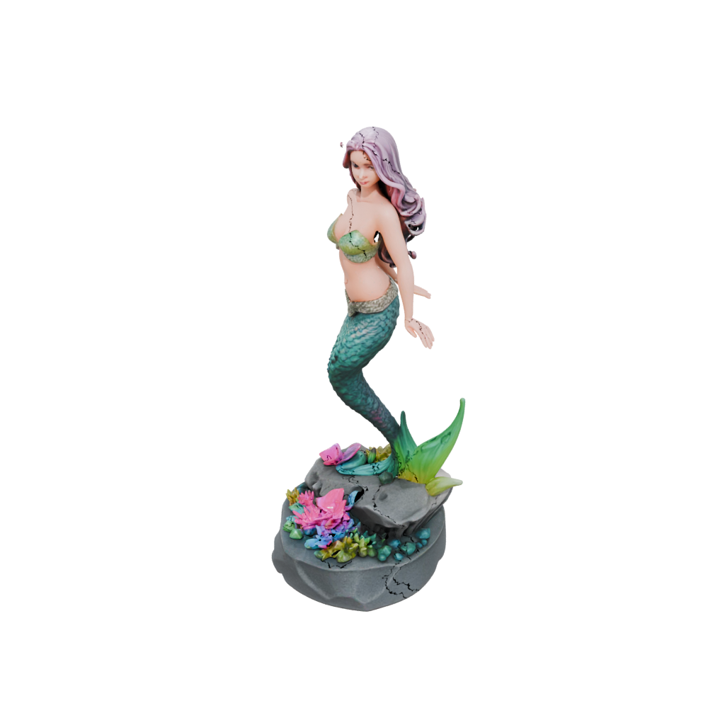 Neon Scene Mermaid On A Rock