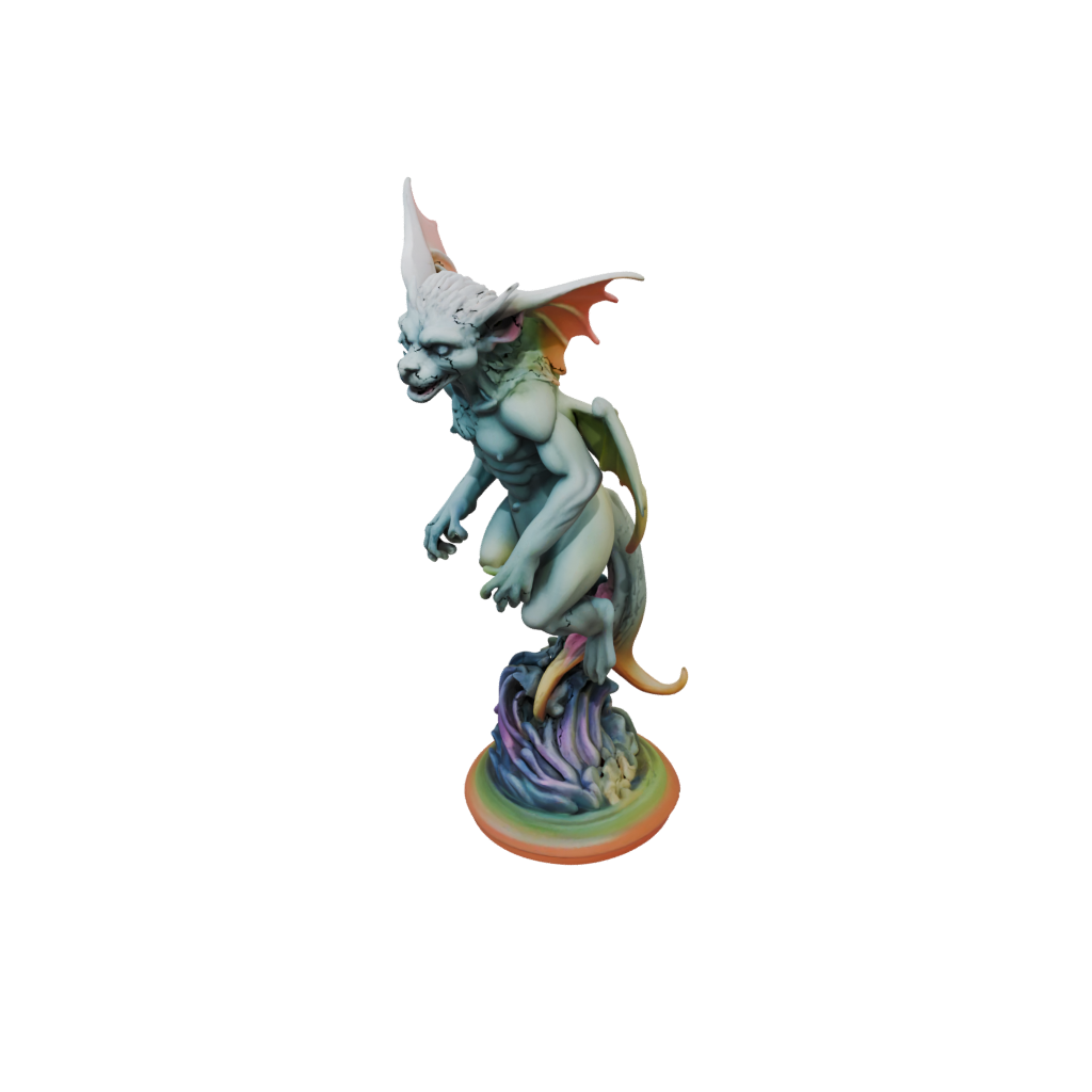 Neon Gargoyle On Pedestal