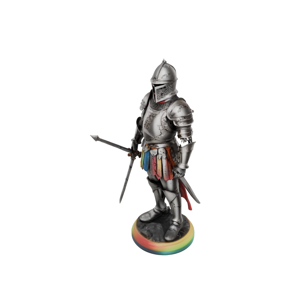 Neon Medieval Knight Statue