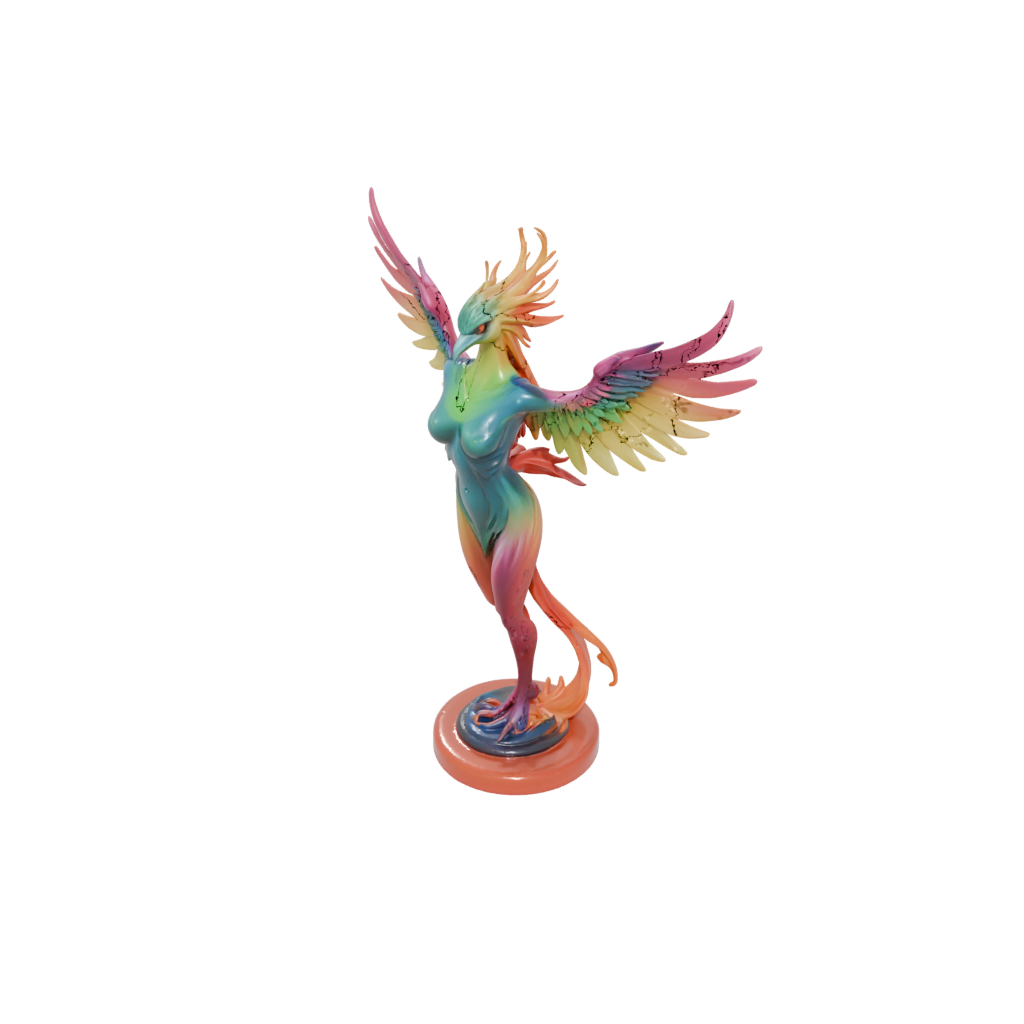 Neon Phoenix Rising Sculpture