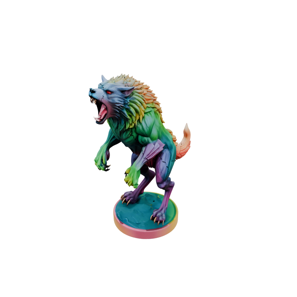 Neon Werewolf Mid-Howl