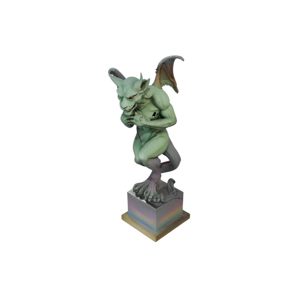 Neon Relief Gargoyle On Pedestal