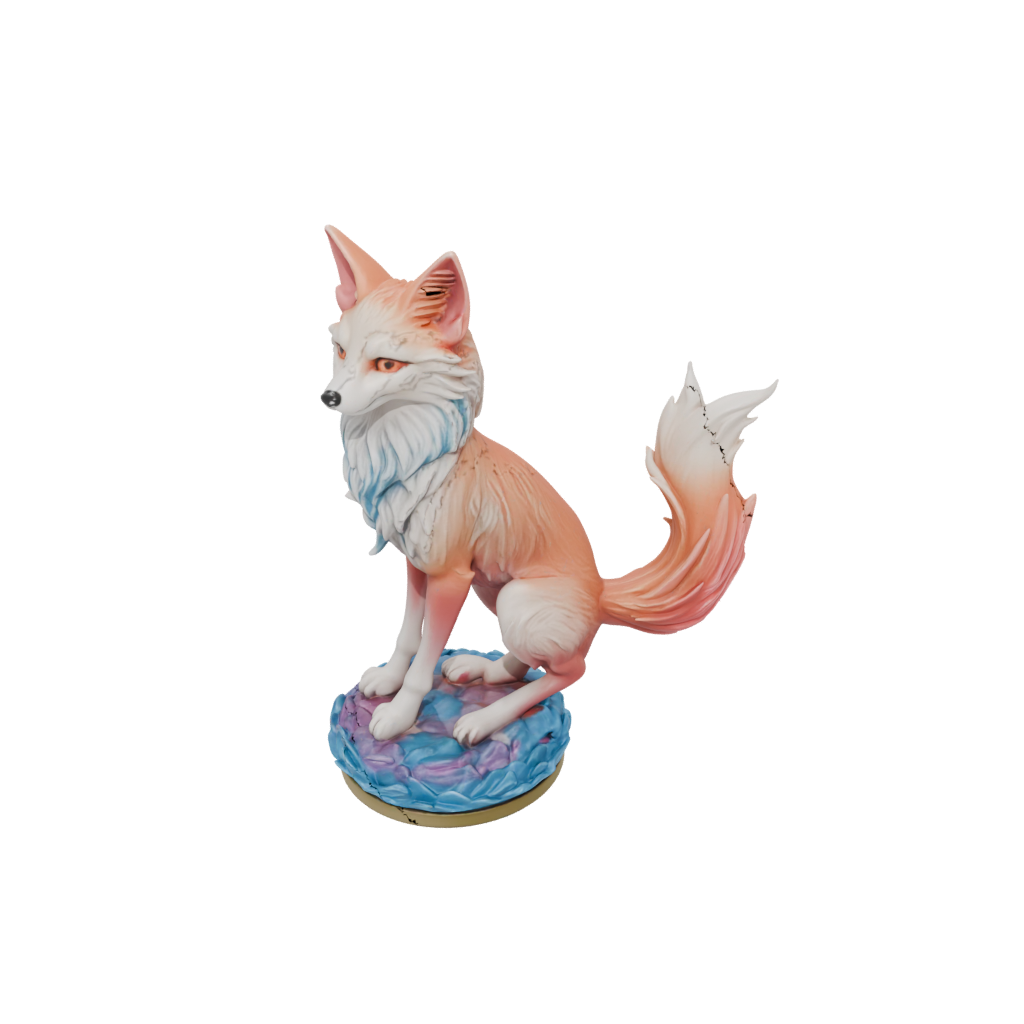 Neon Relief Kitsune Nine-Tail Fox