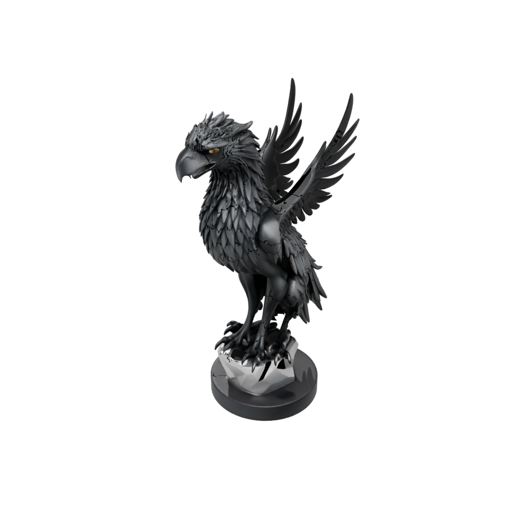 Obsidian Bust Griffin Statue