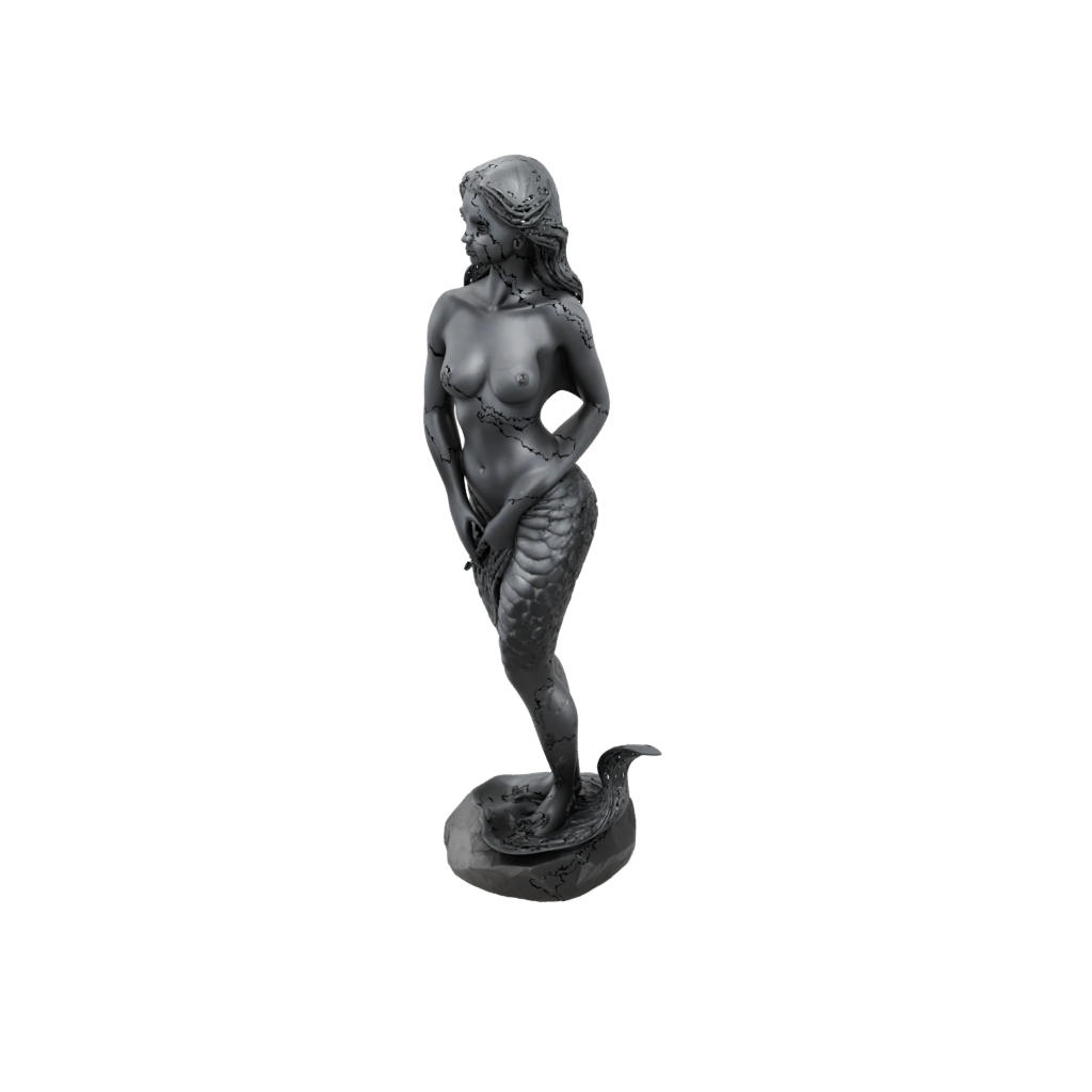 Obsidian Bust Mermaid On A Rock