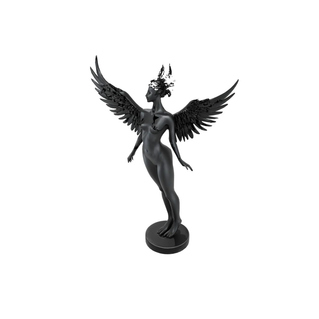 Obsidian Bust Phoenix Rising Sculpture