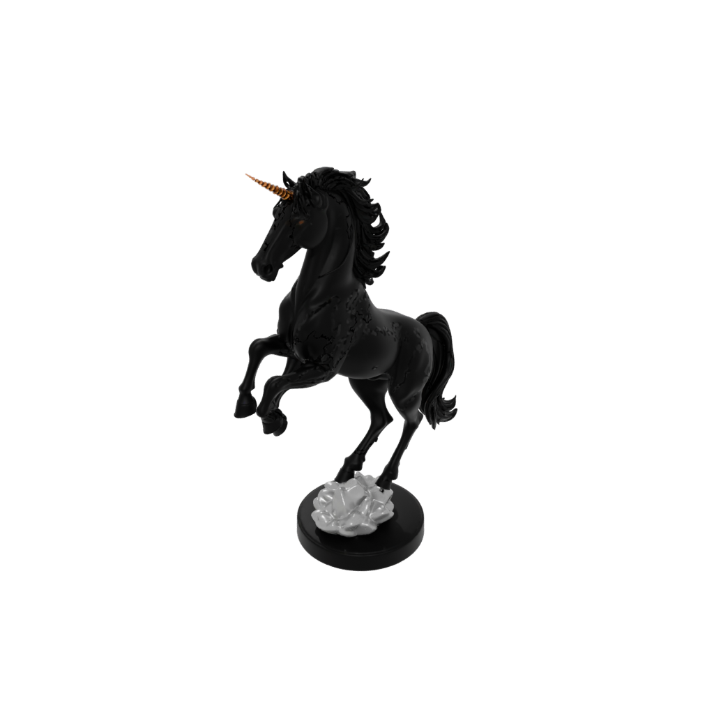 Obsidian Bust Unicorn Rearing Figure