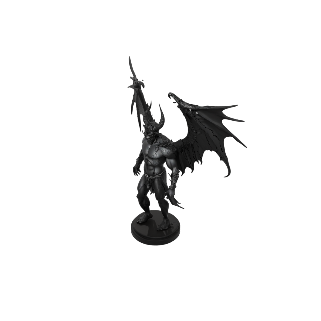 Obsidian Bust Winged Demon Lord
