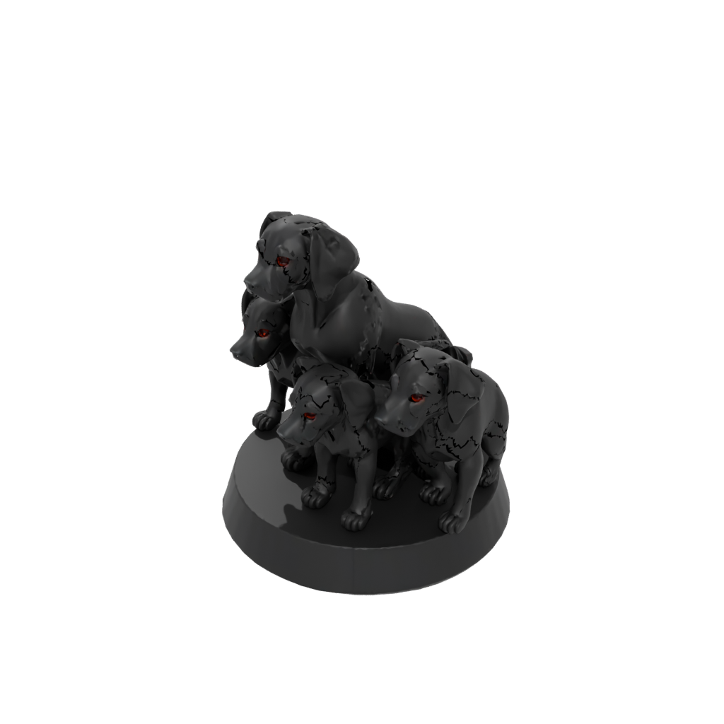 Obsidian Chibi Cerberus Three-Headed Hound