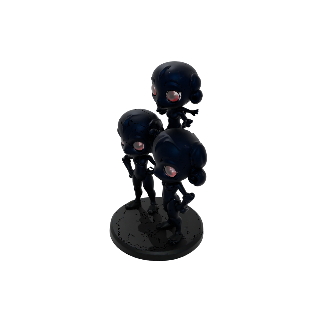 Obsidian Chibi Hydra Multi-Headed