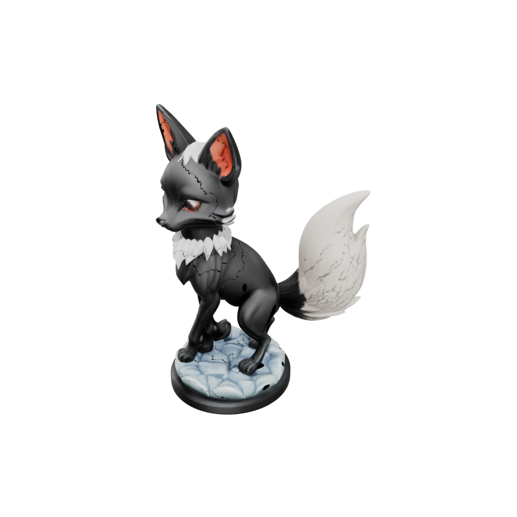 Obsidian Chibi Kitsune Nine-Tail Fox