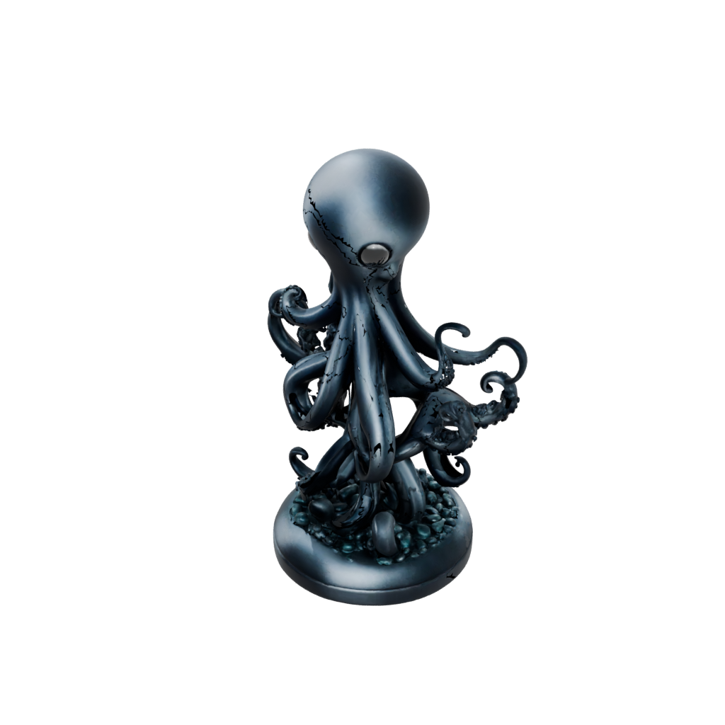Obsidian Chibi Kraken Tentacle Sculpture