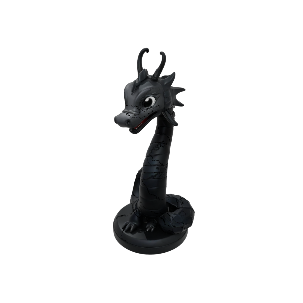 Obsidian Chibi Sea Serpent Coiled Upright