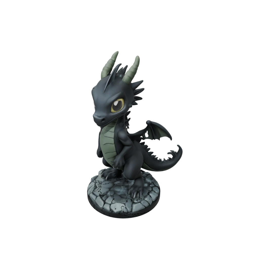 Obsidian Chibi Swamp Dragon