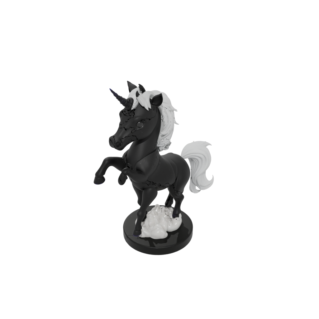 Obsidian Chibi Unicorn Rearing Figure