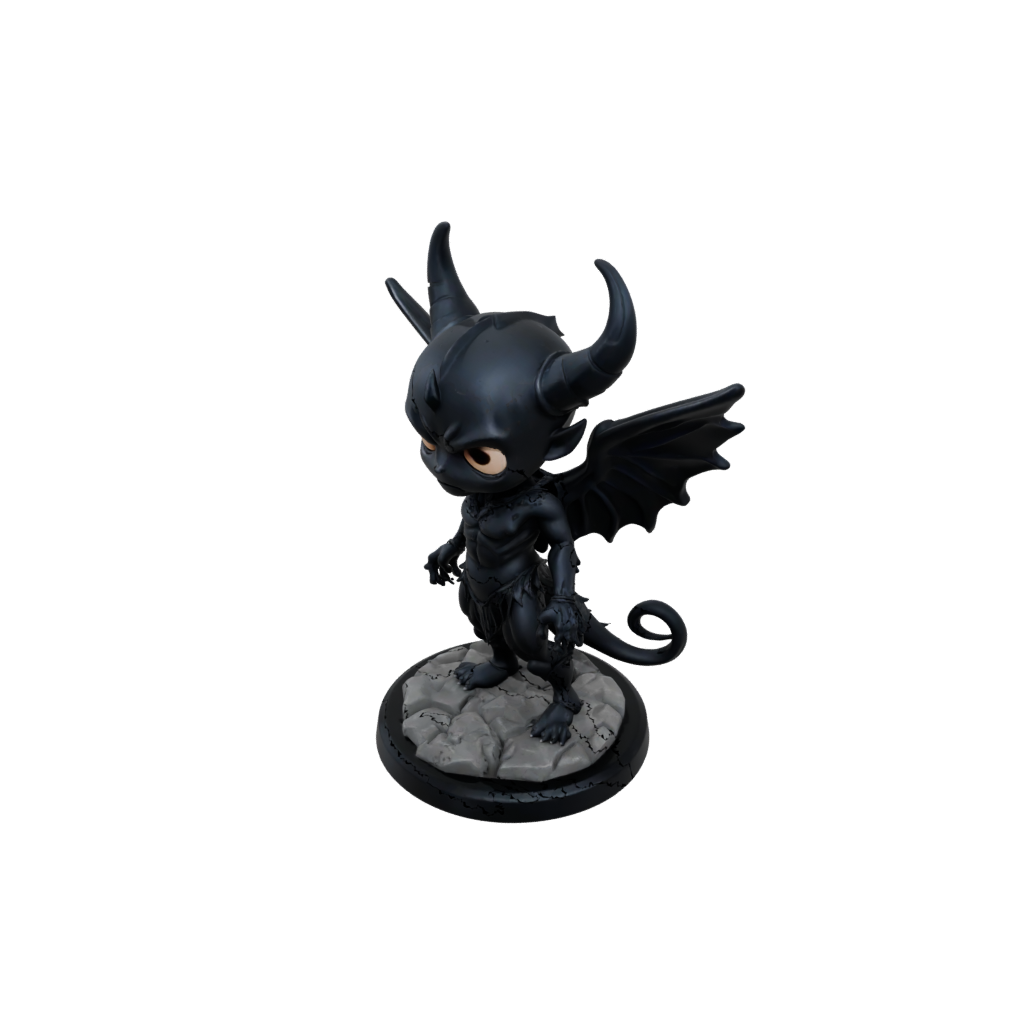 Obsidian Chibi Winged Demon Lord