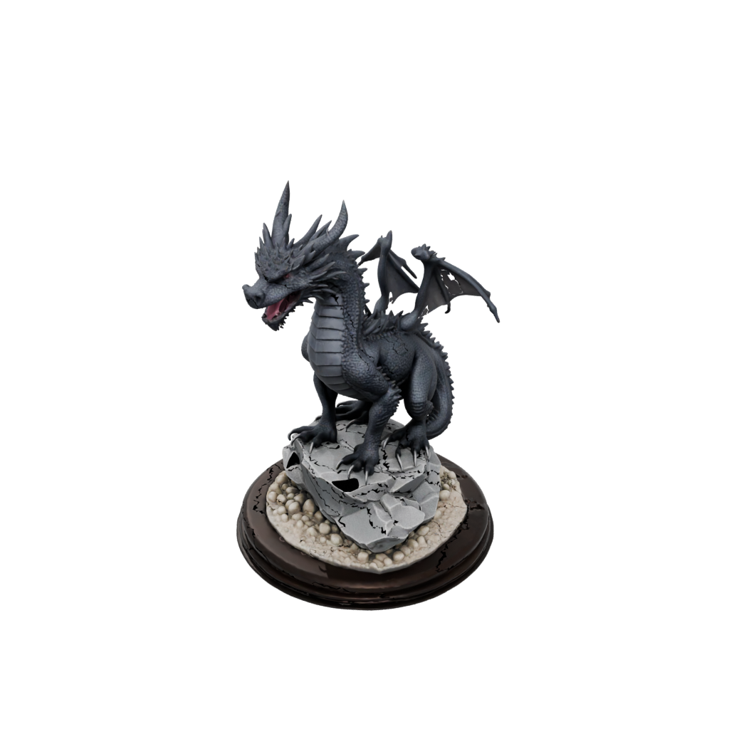 Obsidian Scene Ancient Dragon Perched On Rocks