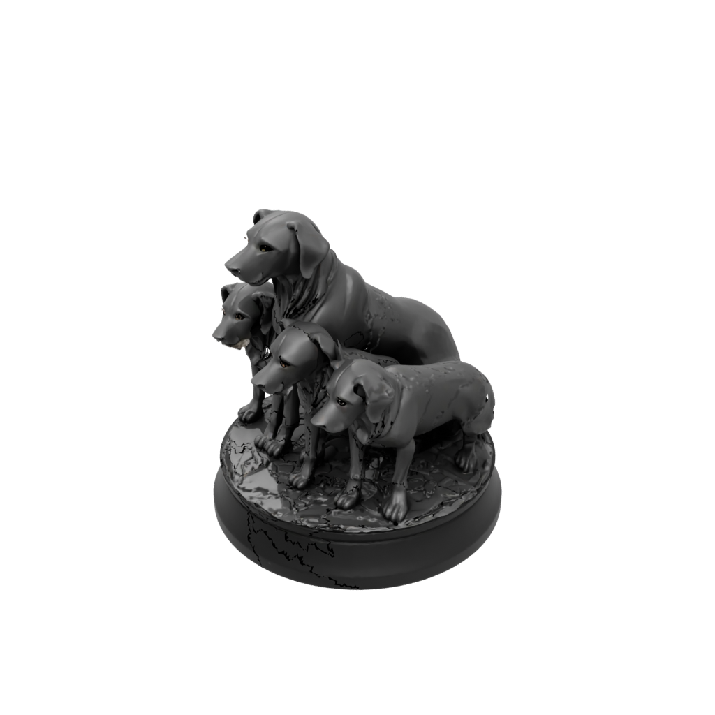 Obsidian Scene Cerberus Three-Headed Hound