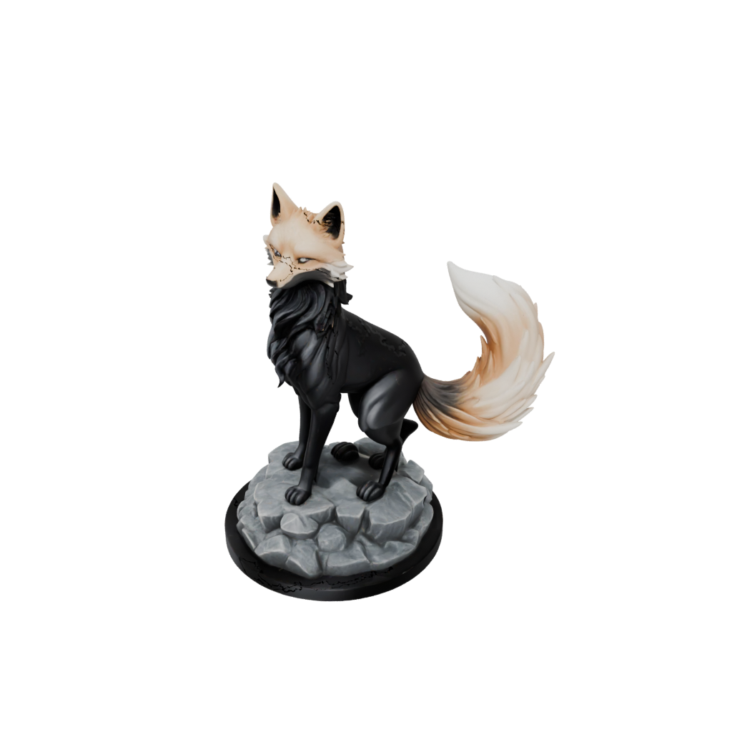 Obsidian Scene Kitsune Nine-Tail Fox
