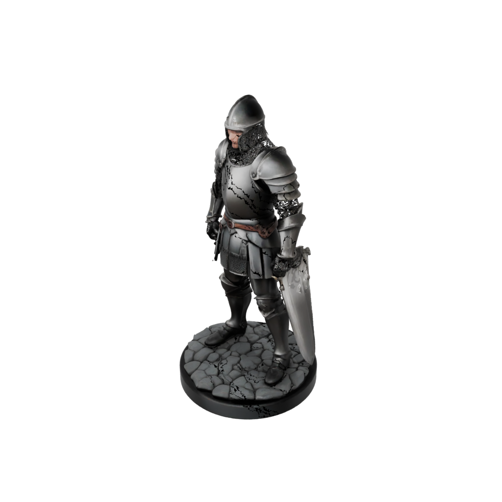 Obsidian Scene Medieval Knight Statue