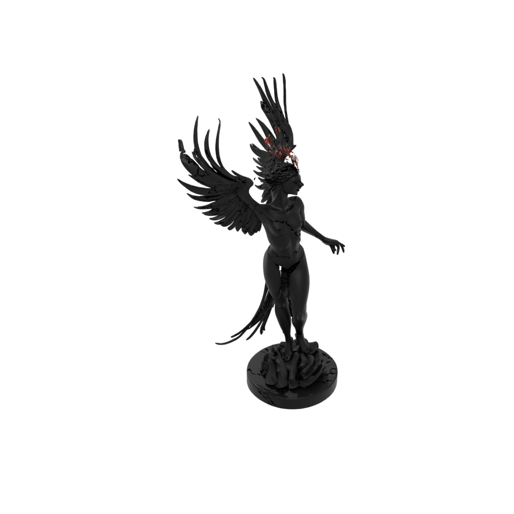Obsidian Scene Phoenix Rising Sculpture