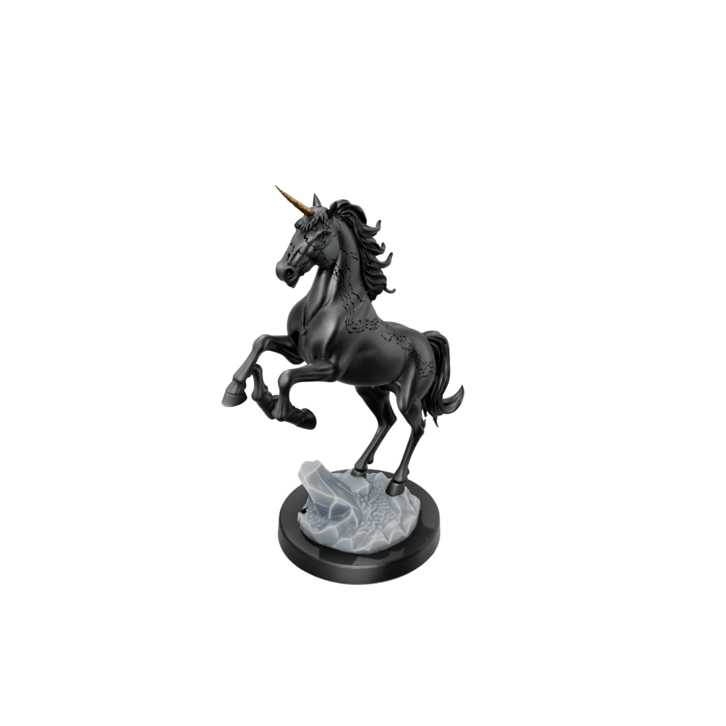 Obsidian Scene Unicorn Rearing Figure