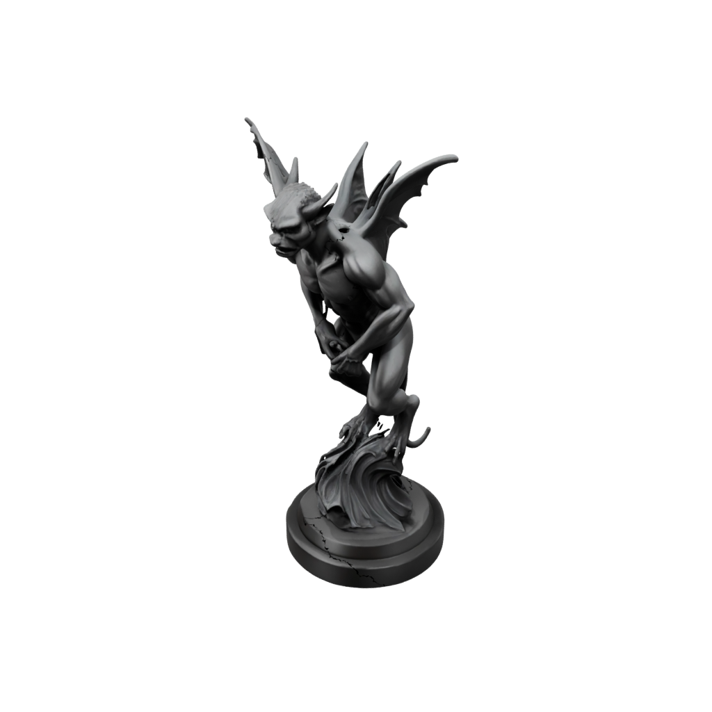 Obsidian Gargoyle On Pedestal