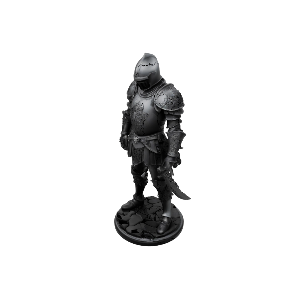Obsidian Medieval Knight Statue