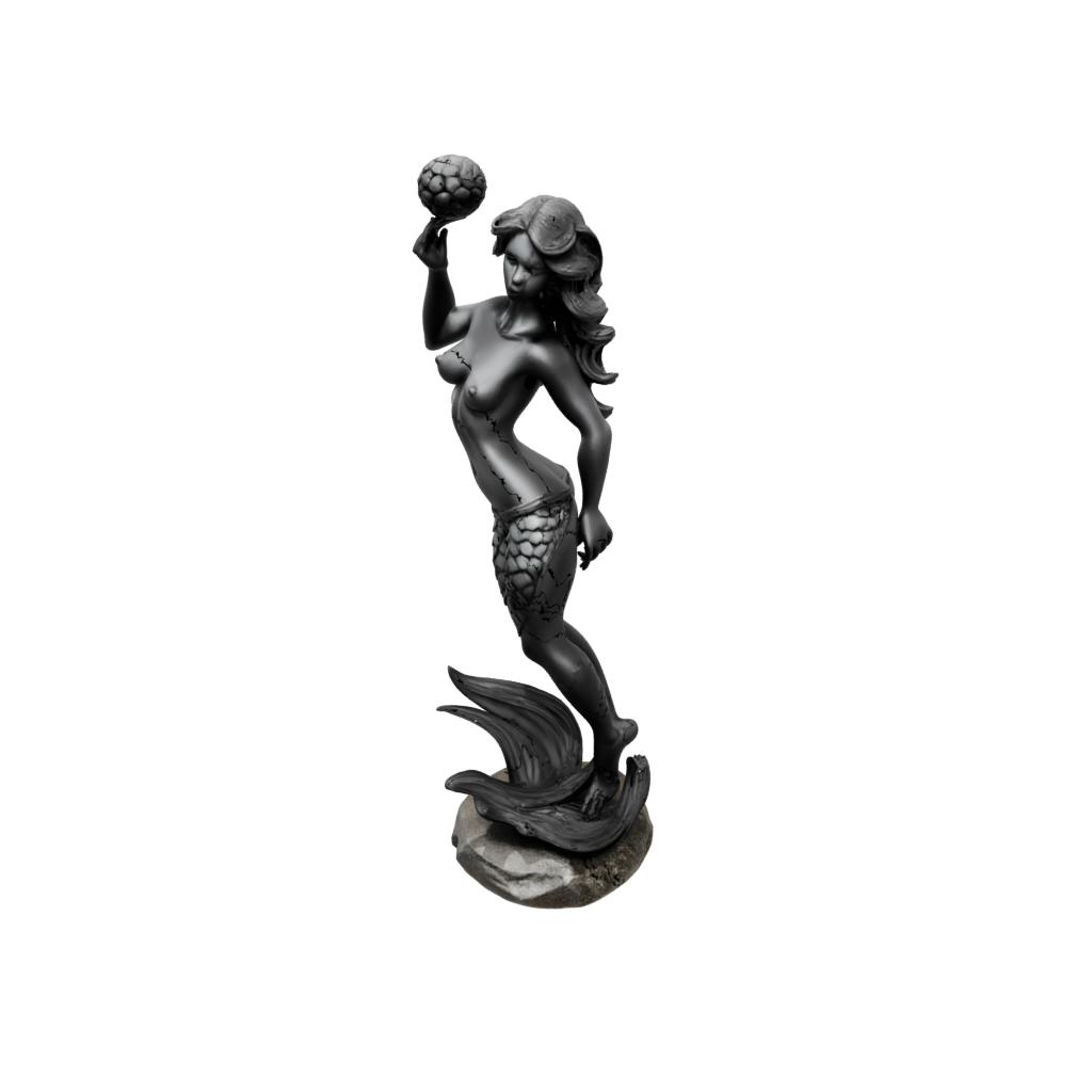 Obsidian Mermaid On A Rock