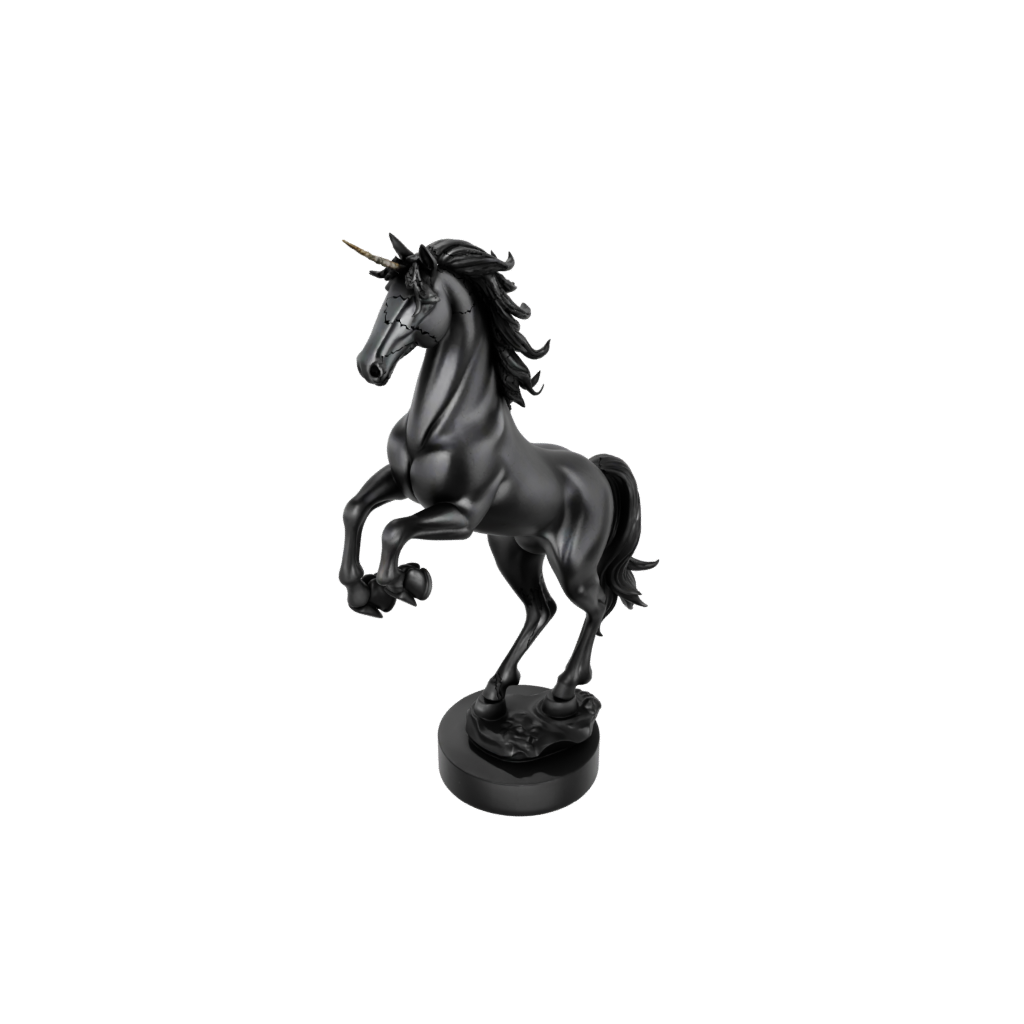 Obsidian Unicorn Rearing Figure
