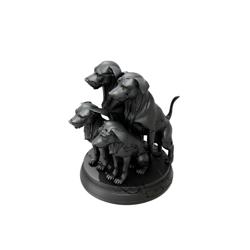 Obsidian Relief Cerberus Three-Headed Hound