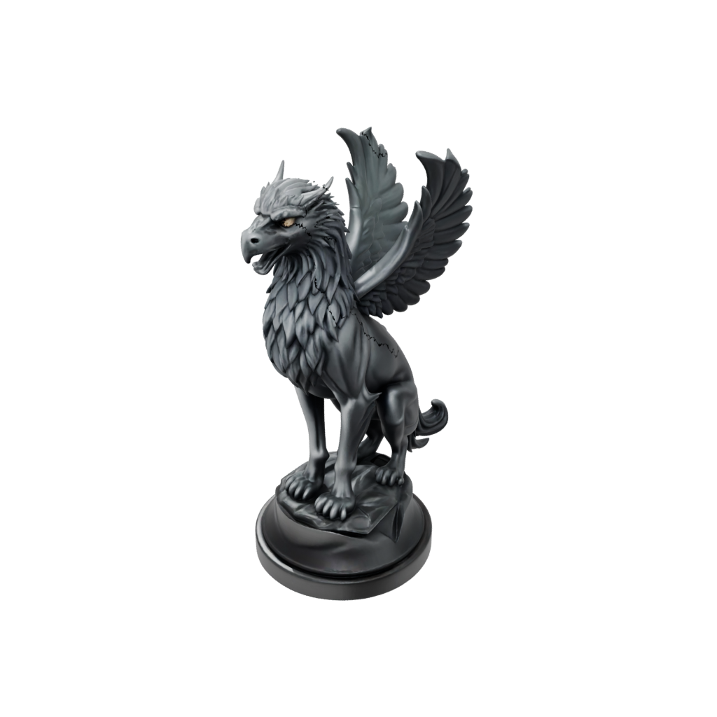 Obsidian Relief Griffin Statue