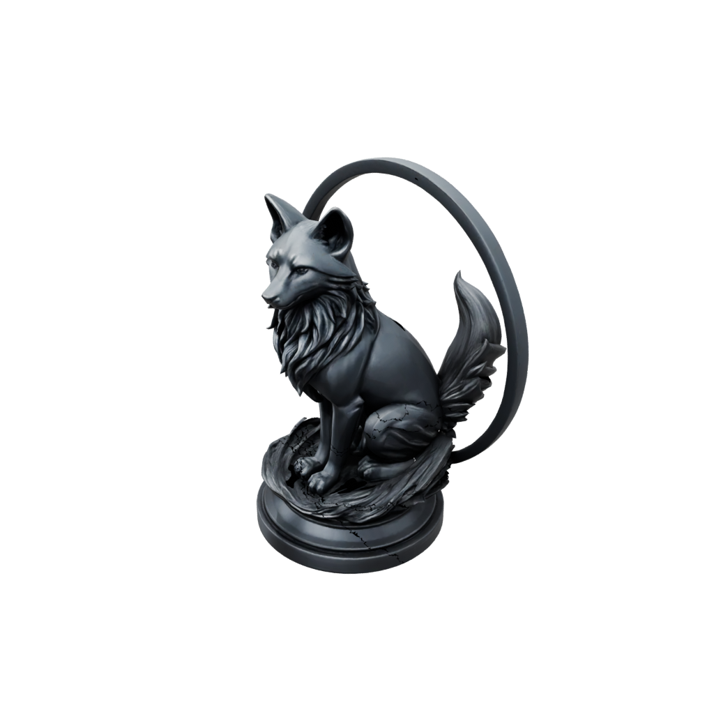 Obsidian Relief Kitsune Nine-Tail Fox