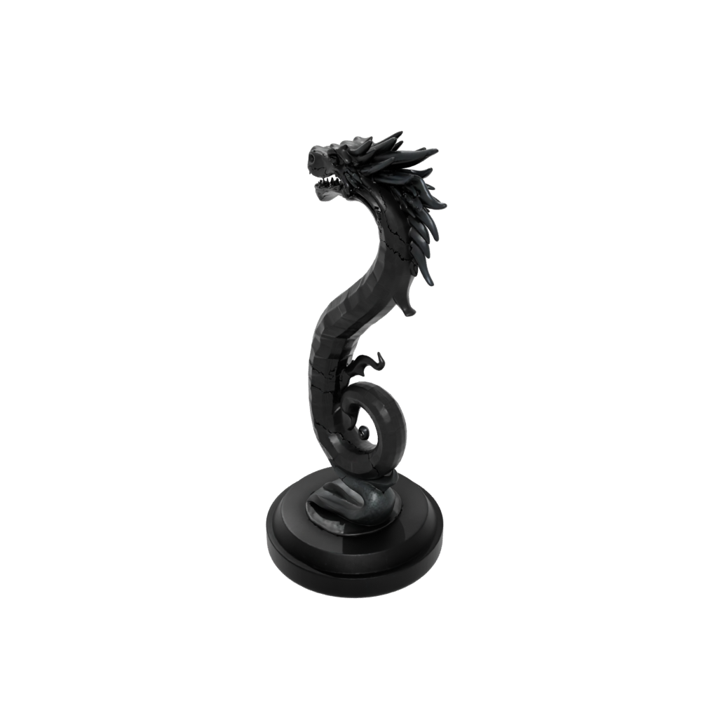 Obsidian Relief Sea Serpent Coiled Upright