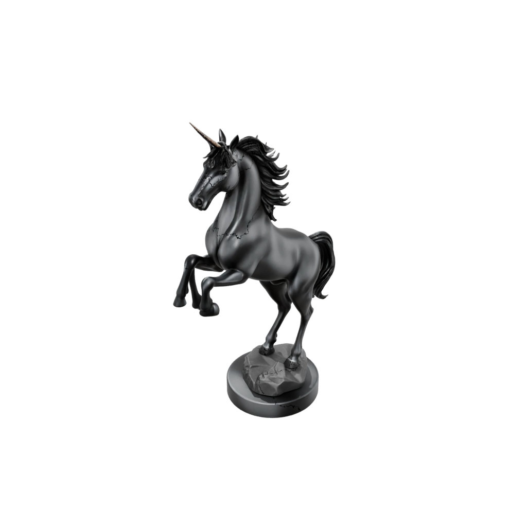 Obsidian Relief Unicorn Rearing Figure
