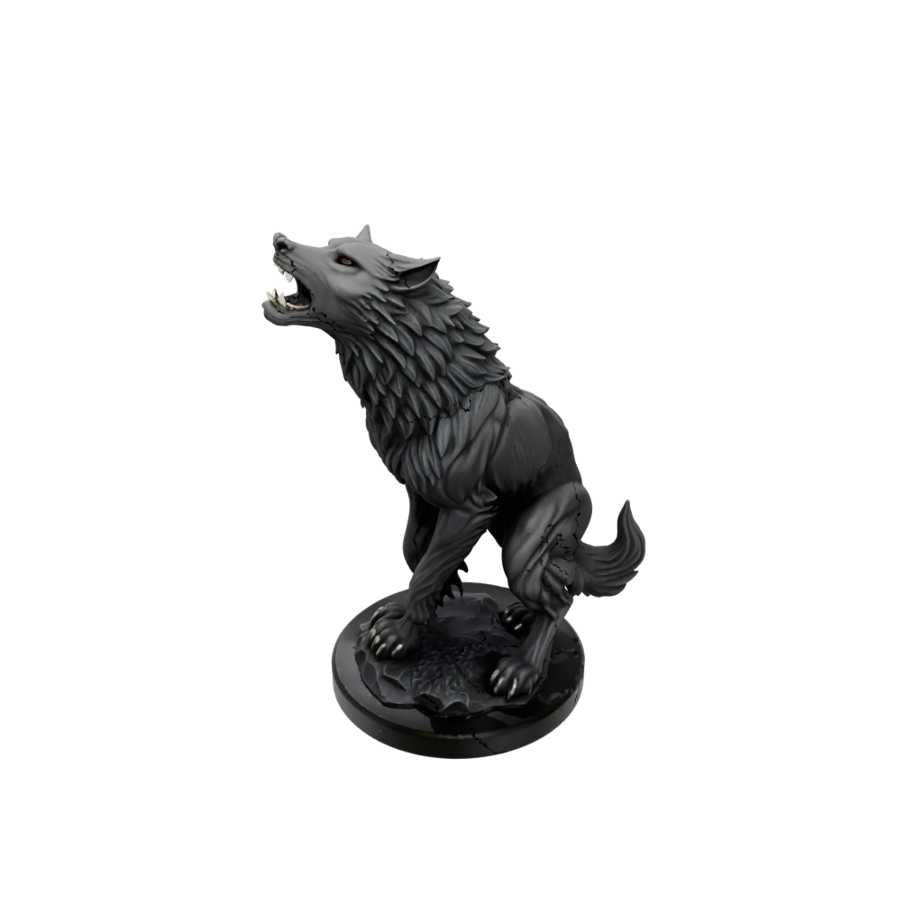 Obsidian Relief Werewolf Mid-Howl