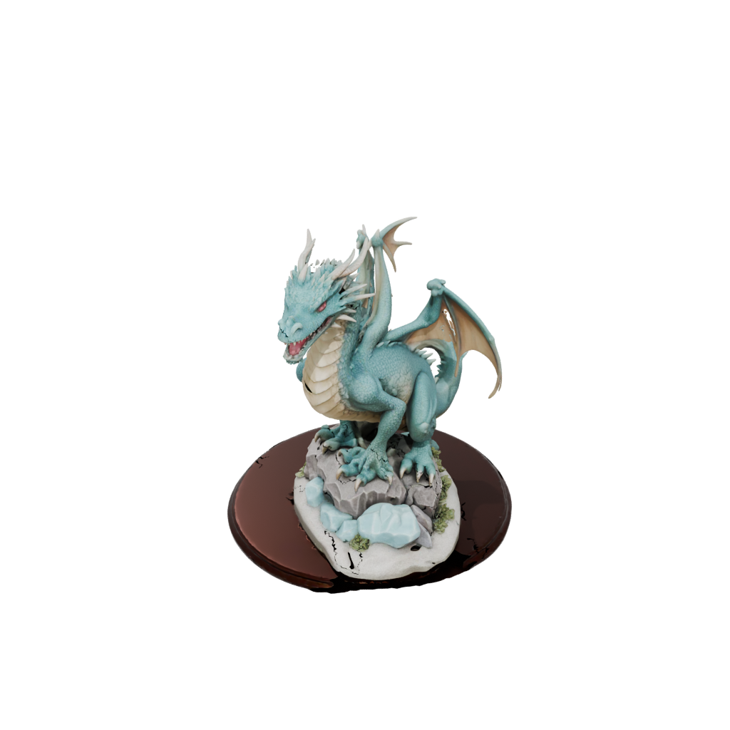 Pastel Bust Ancient Dragon Perched On Rocks