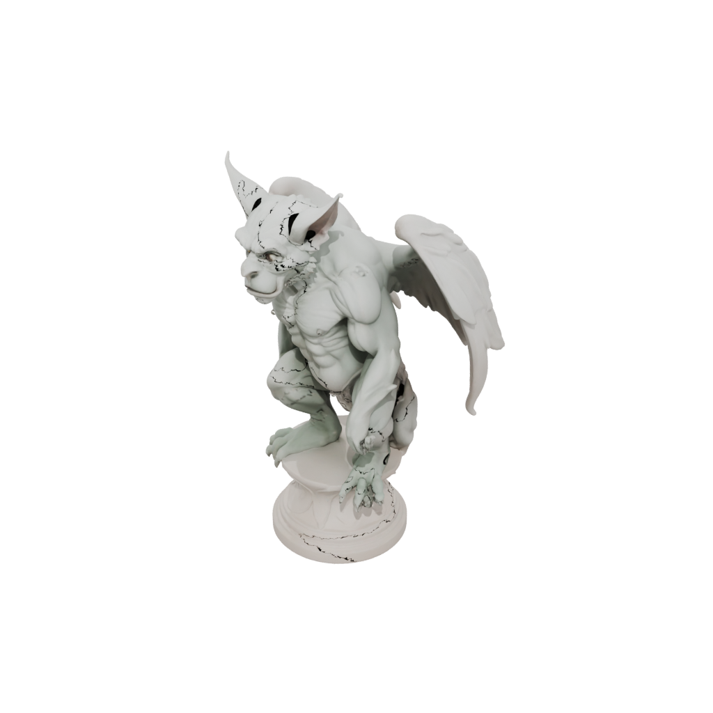 Pastel Bust Gargoyle On Pedestal