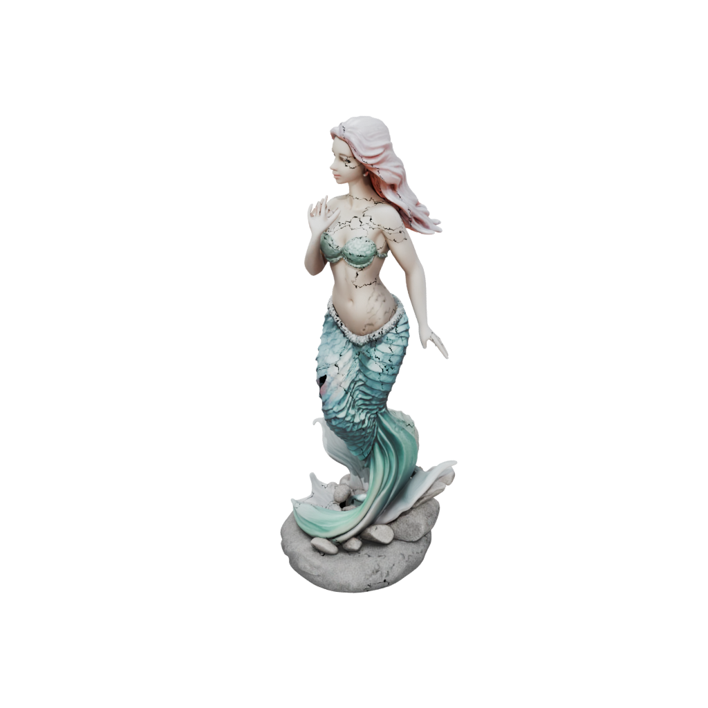 Pastel Bust Mermaid On A Rock