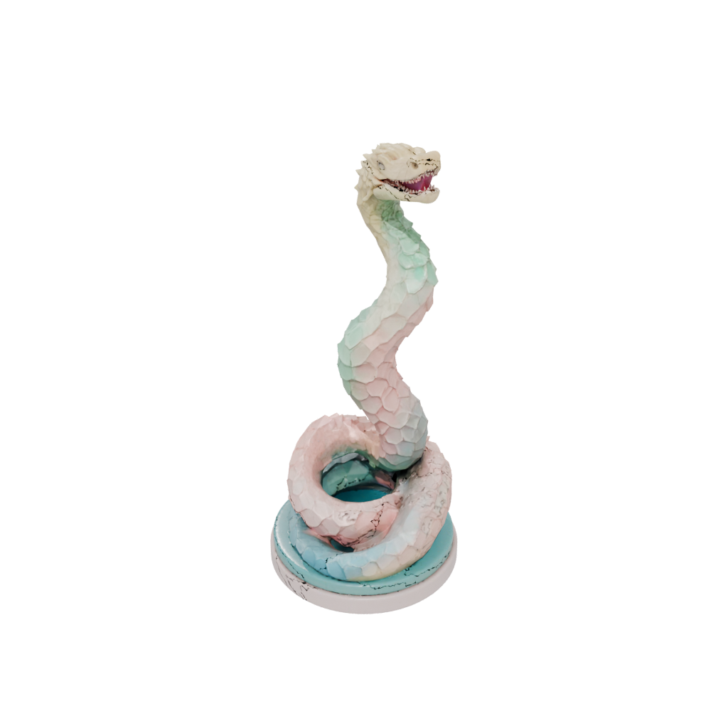 Pastel Bust Sea Serpent Coiled Upright