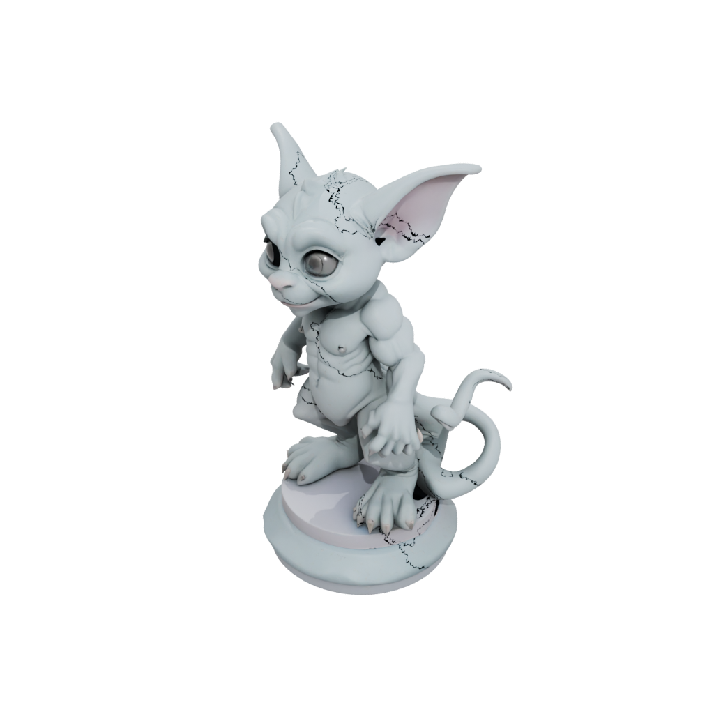Pastel Chibi Gargoyle On Pedestal