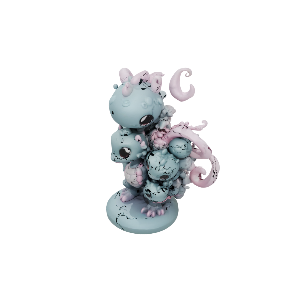 Pastel Chibi Hydra Multi-Headed