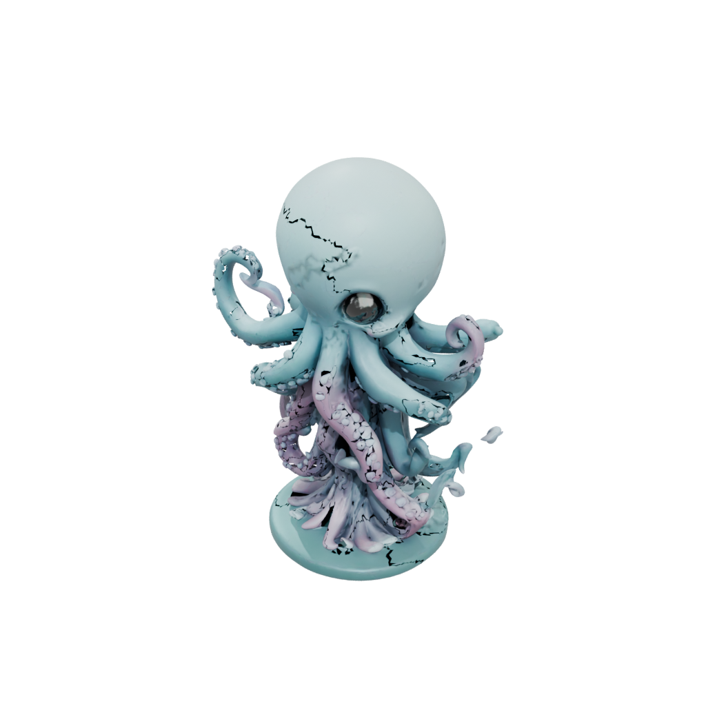 Pastel Chibi Kraken Tentacle Sculpture
