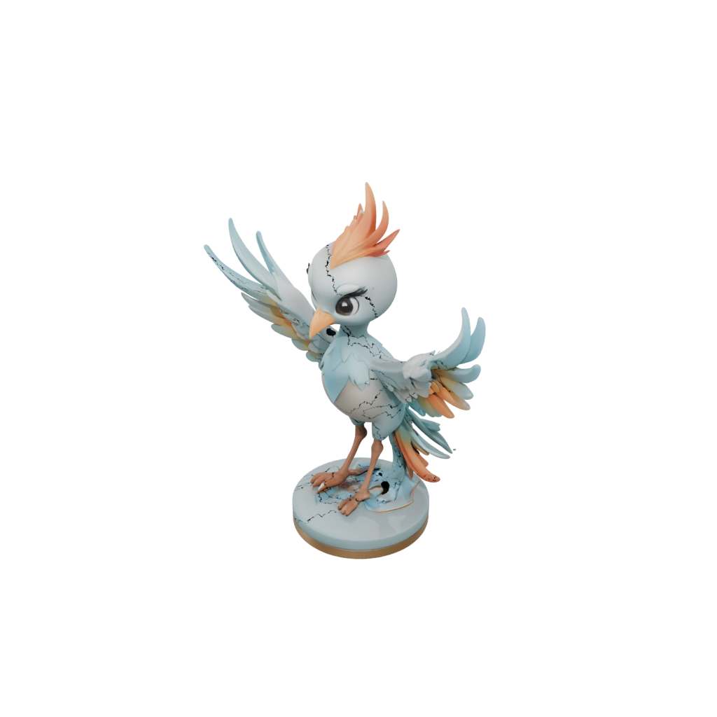 Pastel Chibi Phoenix Rising Sculpture