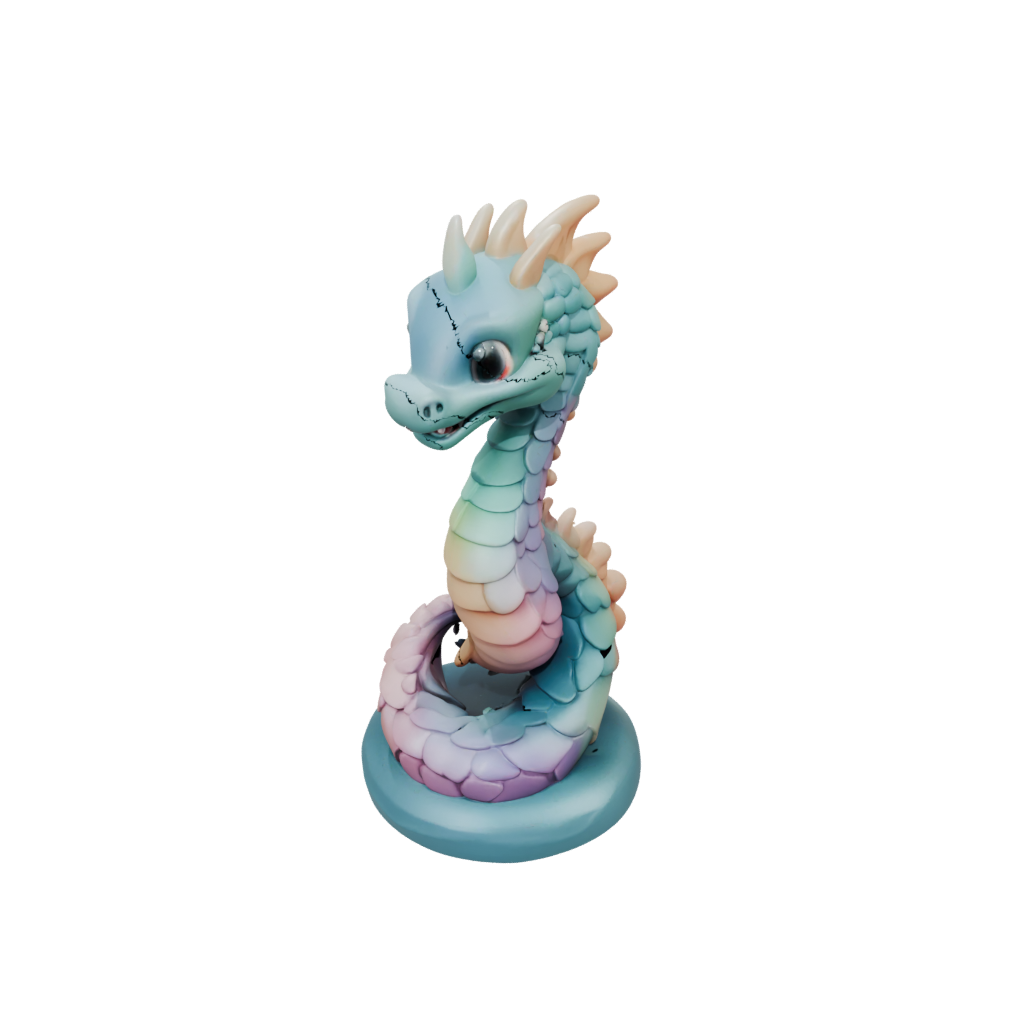 Pastel Chibi Sea Serpent Coiled Upright