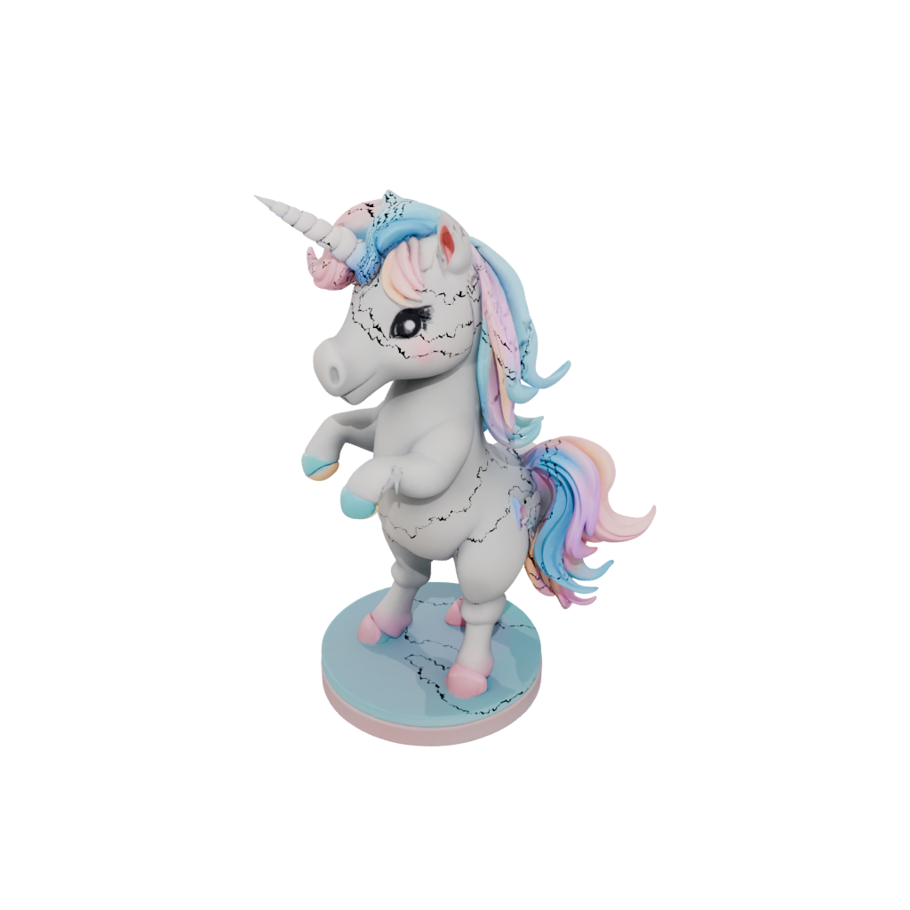 Pastel Chibi Unicorn Rearing Figure